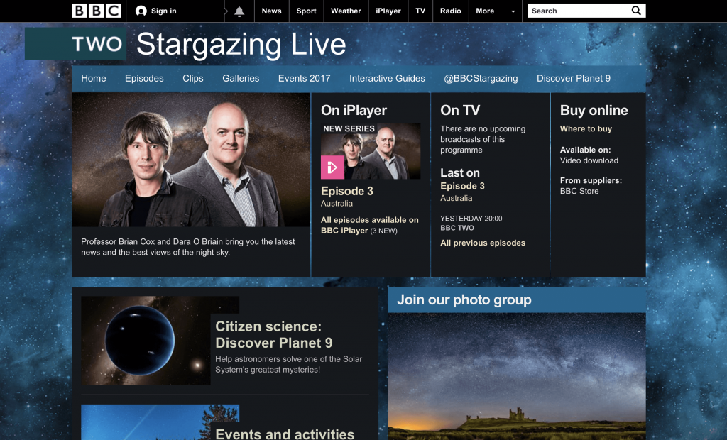 Screengrab of BBC iPlayer - Stargazing Live