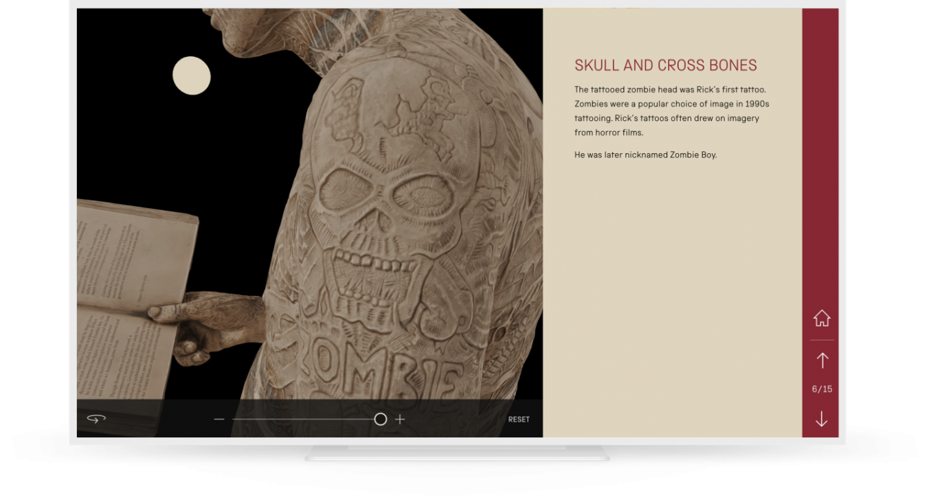 a screengrab of the kiosk looking at a skull and cross bones