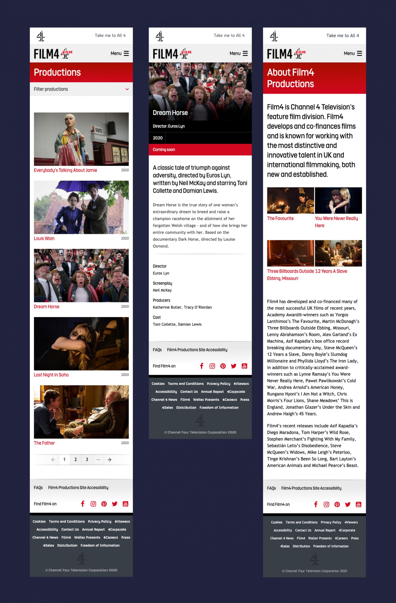 Screengrabs of the Film4 website