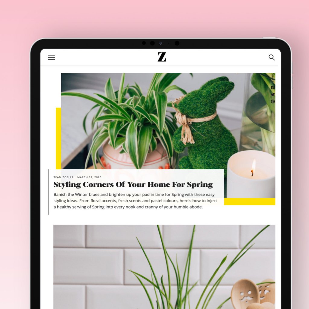 Zoella website on an iPad